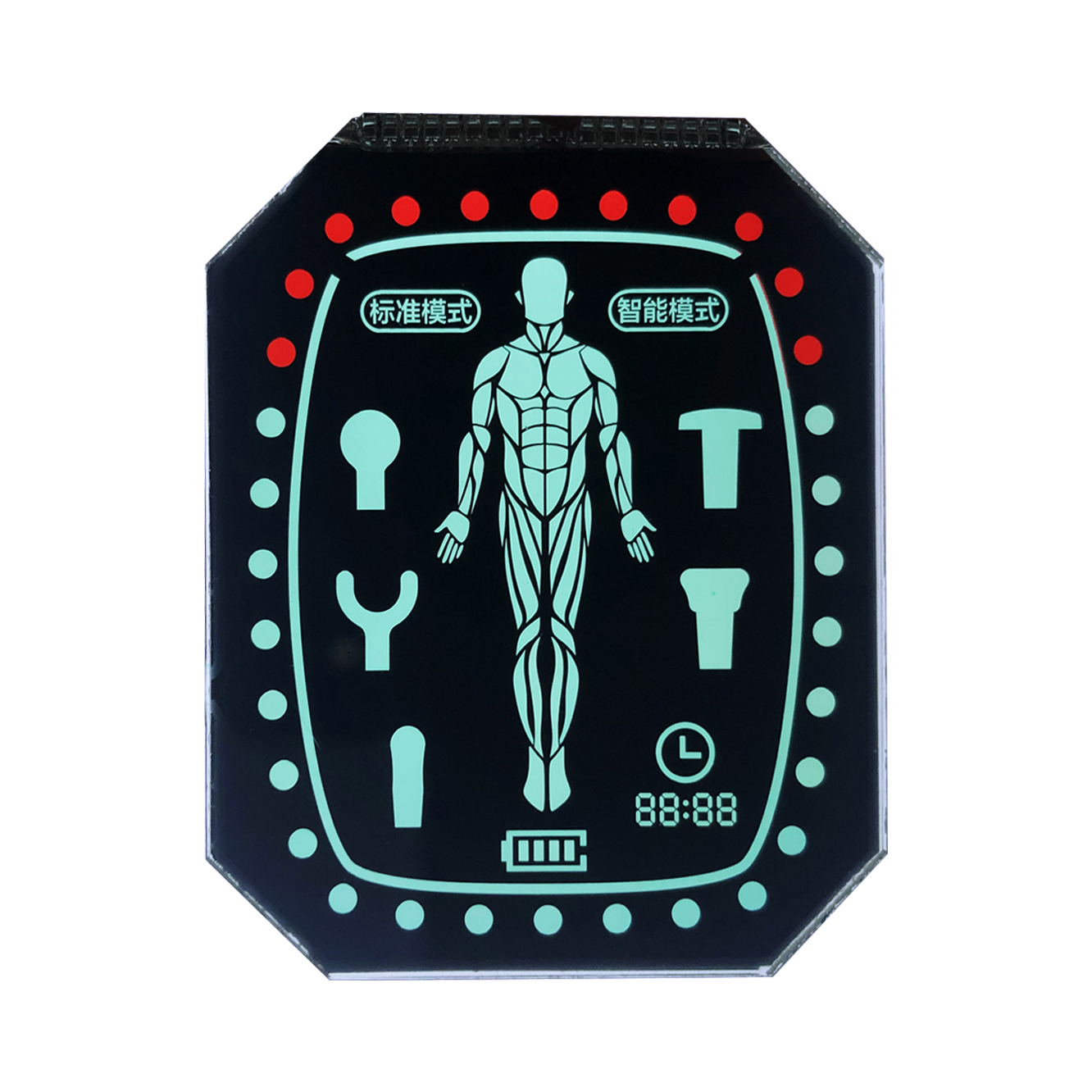 Fascia gun VA shaped display screen